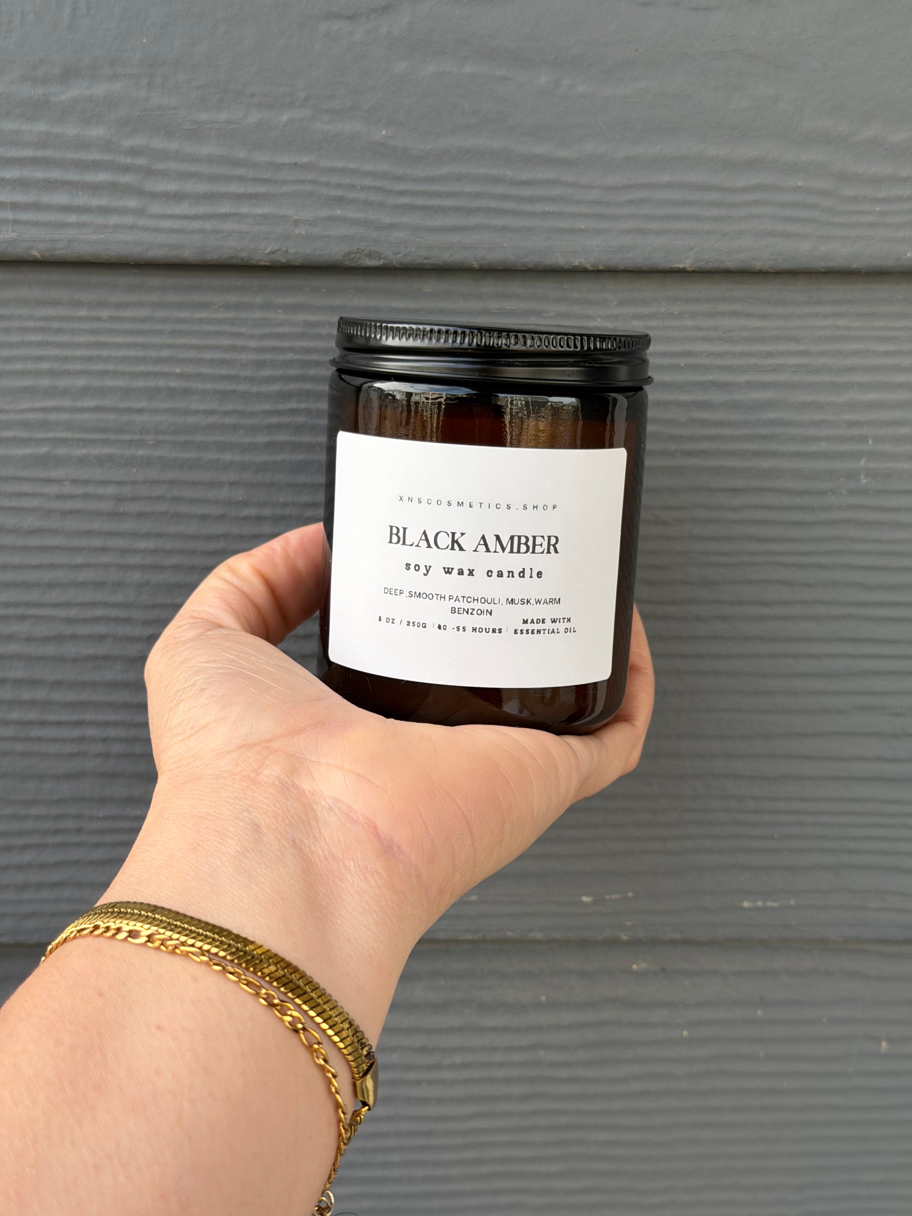 BLACK AMBER SOY WAX CANDLE