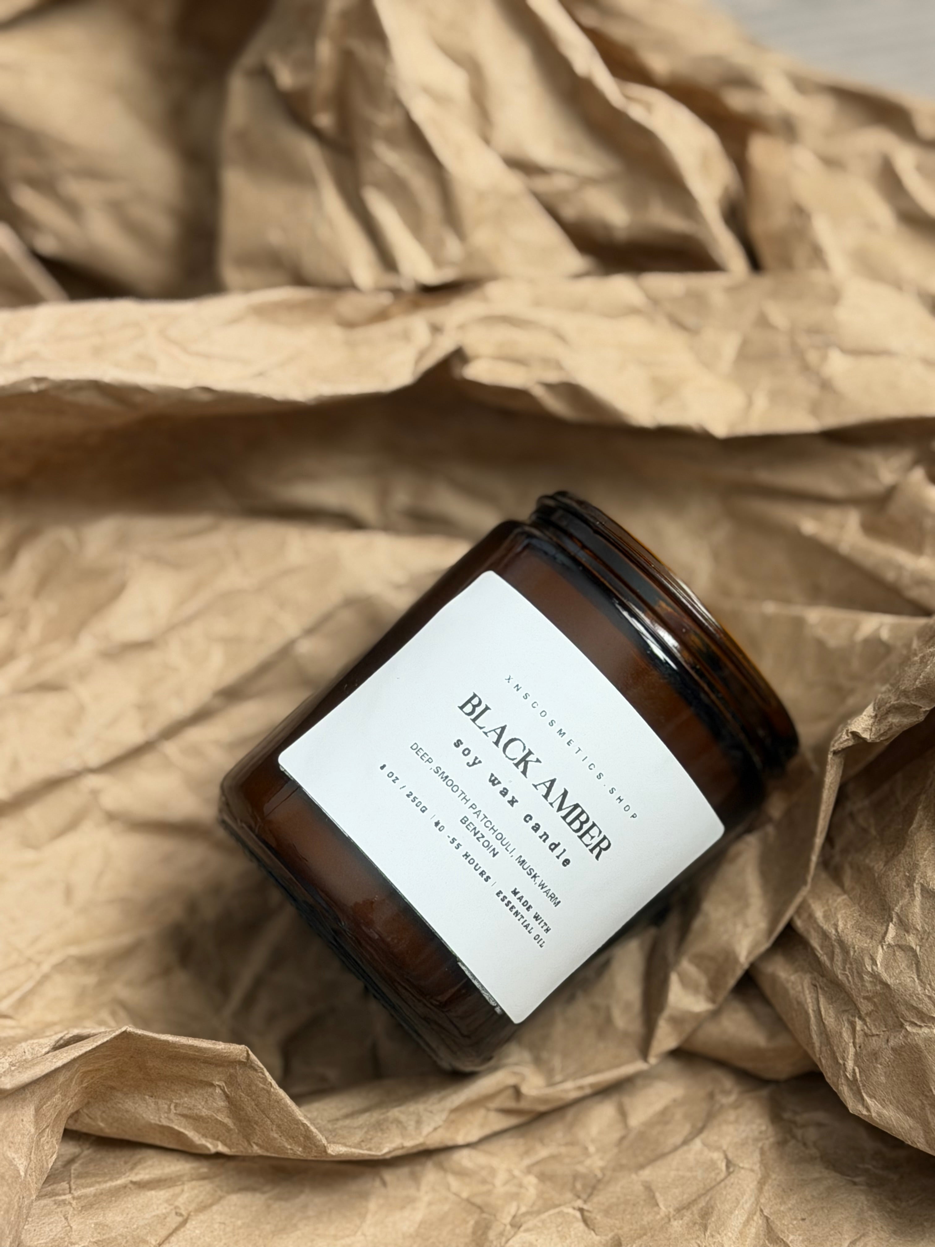 BLACK AMBER SOY WAX CANDLE