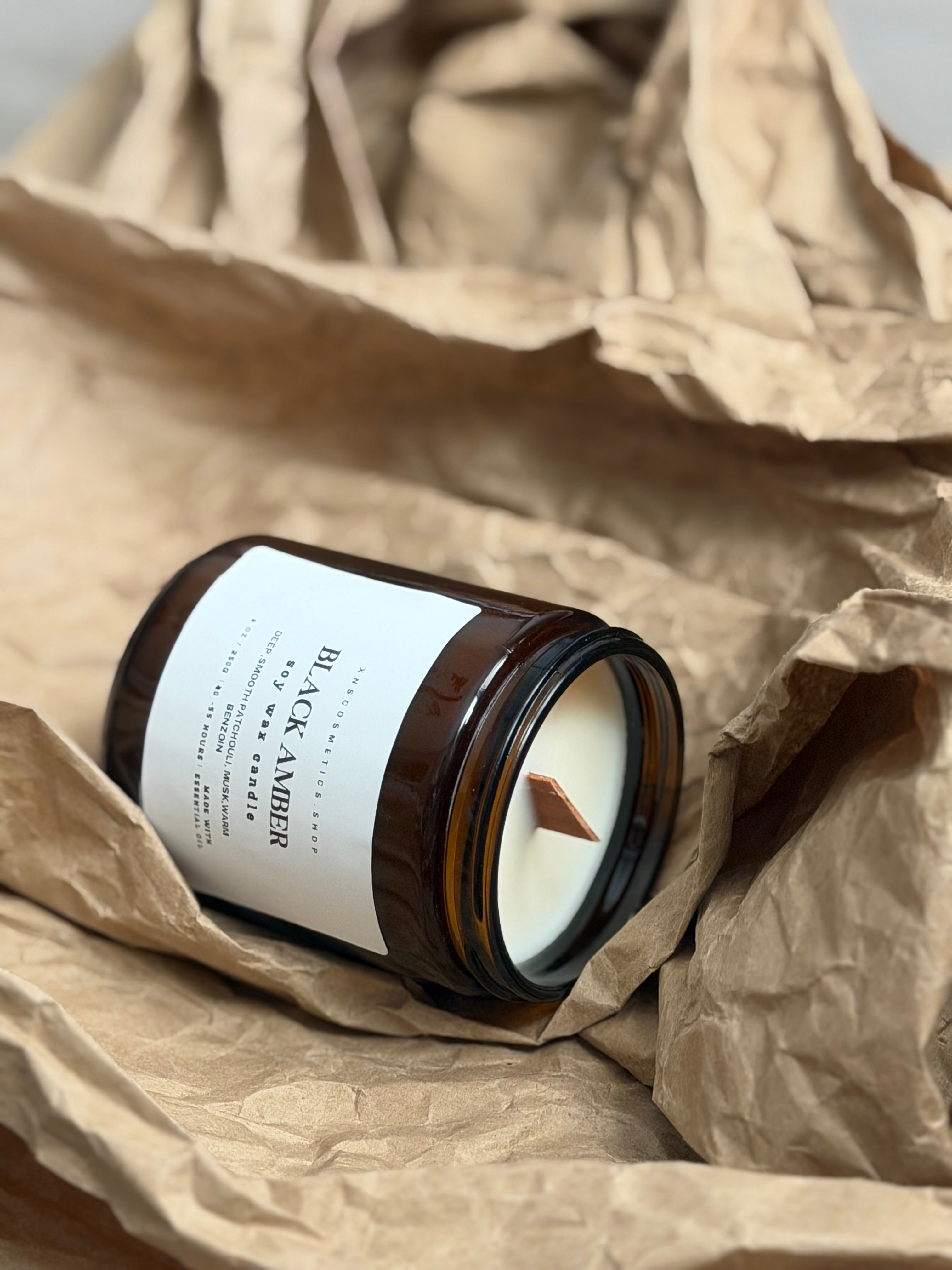 BLACK AMBER SOY WAX CANDLE